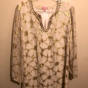 White and gold Lilly Pulitzer Size 8 Dress
